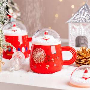 Tasse en céramique créative avec couvercle, motif bonhomme de neige de Noël, super mignonne, à prix abordable - Product Image 5