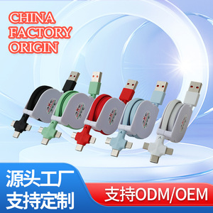 Câble de données rétractable 3 en 1, 1.2m, avec USB Type C, Micro Usb Lightning, pour téléphones portables, câble de charge rapide - Product Image 2