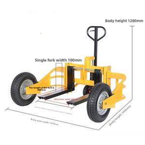 Hoular 1 tonne chariot élévateur manuel grande <span class=keywords><strong>roue</strong></span> <span class=keywords><strong>gonflable</strong></span> bon <span class=keywords><strong>transpalette</strong></span> hors route camion à main hydraulique pour la montagne hors route - Product Image 3