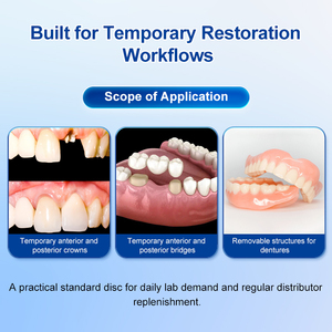 Smile Find Matériel de laboratoire dentaire : Bloc de résine <span class=keywords><strong>flexible</strong></span> monocouche pour implant, Teinte, et Disque PMMA multicouche 98mm pour prothèse - Product Image 3