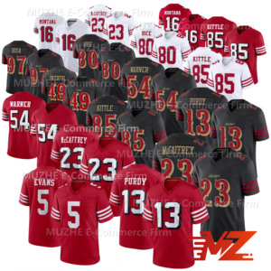 Vente en gros de maillots de football américain de qualité supérieure AAAAA pour hommes San Francisco 13 Purdy 23 McCaffrey 5 Evans 85 Kittle - Product Image 1