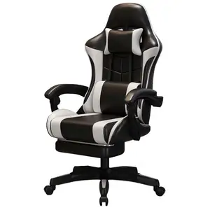 Kursi meja bermain game, penopang kaki PC Com dengan kepala dan bantal Lumbar yang dapat dilepas, kursi game Modern