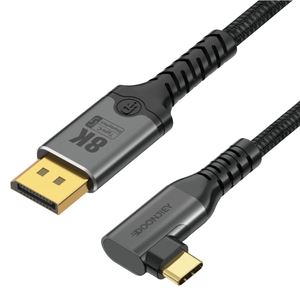 <span class=keywords><strong>Cable</strong></span> USB C a DisplayPort en Ángulo, <span class=keywords><strong>Cable</strong></span> Trenzado Bidireccional de 8K para Teléfono <span class=keywords><strong>Celular</strong></span>, Portátil, Proyector, 8K 60Hz DP Tipo C - Product Image 1