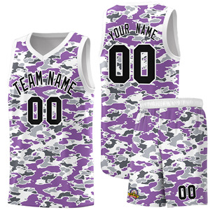 Uniformes en gros ensembles de maillots de survêtement vêtements de sport respirants à séchage rapide commande en gros équipe de basket-ball de conception camouflage personnalisée - Product Image 5