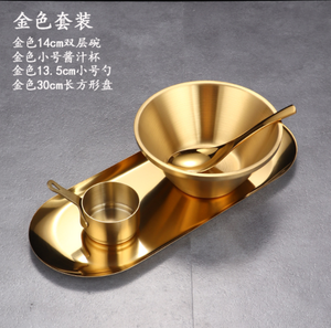 DFS1123 Contenant de stockage et personnalisable en acier inoxydable à double compartiment pour cuillères à soupe et assiettes, avec poignées - Product Image 3