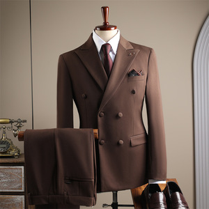 Personalizza pantaloni da <span class=keywords><strong>uomo</strong></span> in lana <span class=keywords><strong>di</strong></span> fascia alta 3 pezzi con cerniera a doppio petto e giacca <span class=keywords><strong>di</strong></span> seta per abito da sposo - Product Image 2