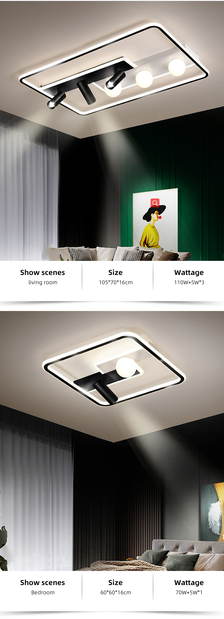 Factory Wholesale Indoor Decoration Ceiling Led Light Aluminum Acrylic Led Ceiling Lighting For House Hotel