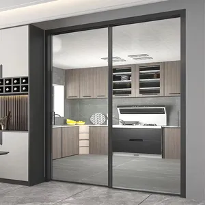 Maison en verre 96 par 60 porte principale coulissante designs modernes porte pliante coulissante en alliage d'aluminium en polycarbonate à vendre