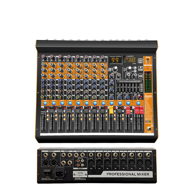 Professional MV8 8 Channel Audio Mixer with 99 Reverberation Effect With Mute Switch for Conference Stage Performance bar