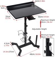 Table de travail professionnelle pour tatouage en acier inoxydable Hadiyah Beauty - Station de travail portable et réglable pour salon