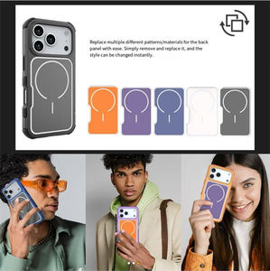 Bumper Aluminum alloy frame Replace Mobile Phone case for iPhone 17Pro 17 Pro Max Replaceable panel Magnet Assembly Back Cover - Product Image 2