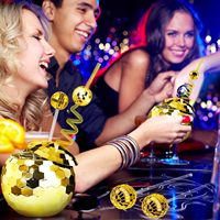 Gobelets à paillettes scintillantes or et argent de 20 oz (600 ml) avec couvercles et pailles pour fêtes