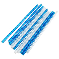 Offres Spéciales spirale Bleu réutilisable de Couleur paille, Pailles en plastique pour Durian Tasse