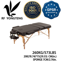 Table de massage portable pliable moderne à 3 sections – Cadre en hêtre, pieds antidérapants réglables, éponge en PU lavable haute densité pour l'école