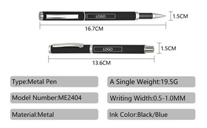 Bộ bút bi thép không gỉ mực đen khắc logo tùy chỉnh, chất liệu kim loại cao cấp, kèm hộp quà tặng - Product Image 2