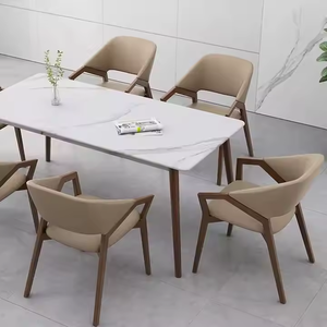 Silla de Comedor de Cuero Moderna de Lujo Italiana JP, <span class=keywords><strong>Muebles</strong></span> de Madera para Restaurante, Hotel, Cafetería, Respaldo Acolchado Confortable - Product Image 4