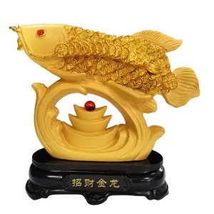 Fengshui Wealth Arowana Fisch Glücks fisch Statue Figur Dekoration Doppel karpfen Statue