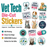Autocollant en vinyle découpé sur mesure avec logo de dessin animé, impression de logo personnalisé, design animaux vétérinaires, décalcomanie adhésive découpée au laser pour scrapbooking