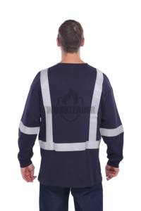 Chemise de sécurité personnalisée FR NFPA 2112 Coton Jersey Tricot Vêtements de travail Huile Gaz Vêtements de travail <span class=keywords><strong>ARC2</strong></span> Coutures soudées Niveau B - Product Image 4