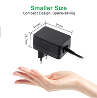 Prise UE couleur blanche 12v 2A 24W adaptateur secteur pour lampe à LED avec prise jack 5.5*2.1 interrupteur tactile de longueur de câble de 2.5m