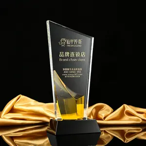 Trophée islamique personnalisé logo personnalisé Verre de cristal Prix et trophée d'usine vente en gros