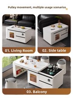 Table à thé Kung Fu mobile, table à thé réglable haut de gamme pour salon moderne et minimaliste, plaque de préparation du thé multifonctionnelle pour la maison