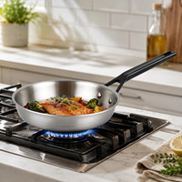 Poêle de Chef en Acier Inoxydable 18/10 Brossé, Multi-Couches Non Revêtue pour Cuisines Domestiques et Professionnelles