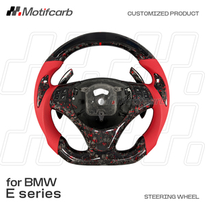 Volant en fibre de carbone forgé avec poignées LED rouges personnalisées pour BMW 2006-2013 E90 E91 E92 M3 E82 E88 320d 330i 335i 135i 128i Coupé - Product Image 2