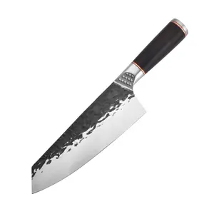 גבוהה באיכות 5Cr15mov נירוסטה בעבודת יד פטיש 7 ''יפני סכין דמשק ידית עץ בעבודת יד מזויף שף סכין