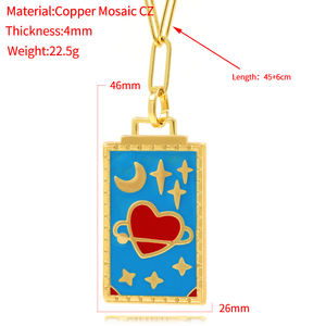 18 قيراط مطلية بالذهب روحانية مجوهرات المينا بطاقة التارو الشمس القمر نجمة قوة رمز التارو بطاقة قلادة قلادة - Product Image 6