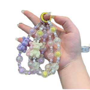 Wholesale Cute Acrylic Doll Beaded Mobile Phone Chain Lanyard Universal Colorful Phone Choker Anti-Lost Strap Keychain