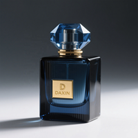 Flacon de parfum en verre coloré personnalisé OEM&ODM avec bouchon diamant unique, boîte cadeau en papier noir et or de qualité supérieure