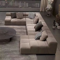 Ensemble de canapés de luxe pour salon, canapé modulaire carré extra large en tissu, design capitonné, rembourrage en éponge, pour hôtel et villa