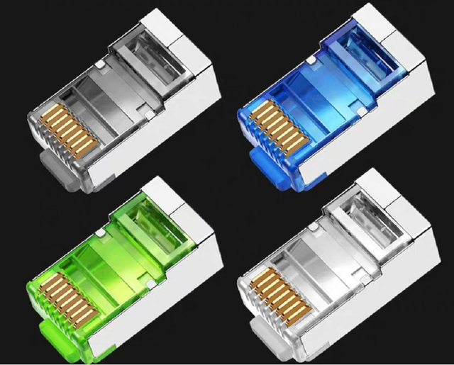 GIET  Factory Supplied RJ45 Through Hole Crystal 8p8c CAT5e Shielded  Gold-plated Crystal Connectors 100 Pieces Per Box.