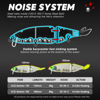 Honoreal Stock Segmented Swimbait 135/165mm Umpan Ikan Besar Mengambang Multi Jointed Plastik Keras Umpan Pancing Air Tawar