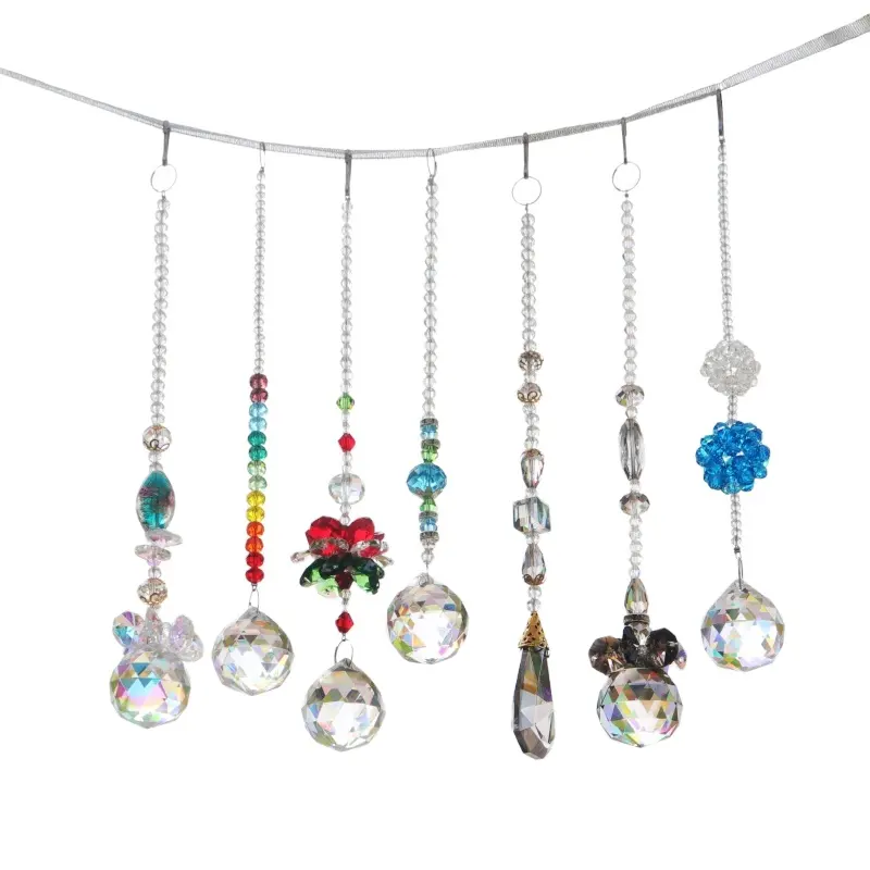 Lustre en cristal prisme Chakra, pendentif, ornement de noël, de maison, décoration de jardin, cadeau, réfléchissant du soleil