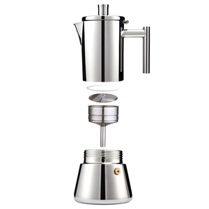 Cafetera Italiana Moka Personalizada, Diseño Moderno, Acero Inoxidable, 4/6/10 Tazas, <span class=keywords><strong>Doble</strong></span> Válvula, <span class=keywords><strong>Espresso</strong></span> para Uso Comercial - Product Image 6