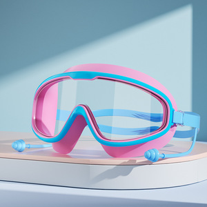 Lunettes de natation professionnelles étanches en silicone souple HD avec bouchons d'oreilles pour hommes et femmes, grand cadre, vente en gros - Product Image 3