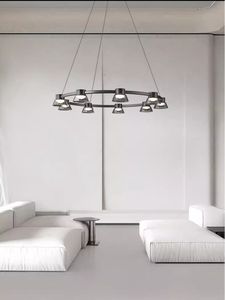 Lustre de table à manger en verre italien moderne et minimaliste Installation facile au plafond Bar de salon moyen de forme carrée - Product Image 5