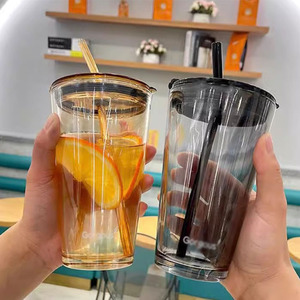 <span class=keywords><strong>Gobelet</strong></span> en <span class=keywords><strong>verre</strong></span> personnalisé avec logo, style Ins, pour thé, jus, café, avec couvercle et <span class=keywords><strong>paille</strong></span>, pour usage quotidien - Product Image 3