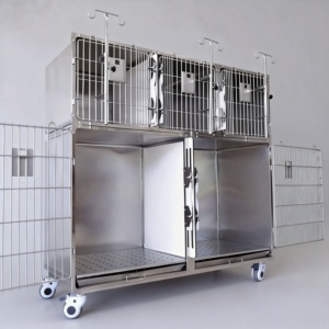 Cage pour animaux de compagnie en acier inoxydable massif de qualité médicale à 5 portes - Niche vétérinaire 304 avec pieds antidérapants pour grands chiens et hôpitaux vétérinaires - Product Image 2