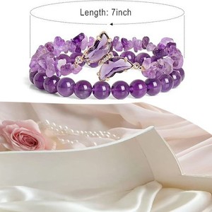 Natural Stone Ball Beads Butterfly Bracelets 6mm 8mm 10mm <strong>Agate</strong> Hand <strong>String</strong> Gemstone Crystal Bead Trendy Women Men - Product Image 2