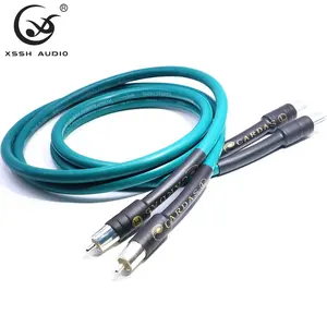 Kabel Kawat Sinyal Kabel Audio YIVO XSSH Pabrikan Tiongkok Kabel Audio Tembaga Murni OFC 2 Inti Biru Hi-End Kabel RCA Laki-laki