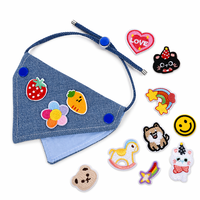 Bandana en jean uni pour animaux de compagnie, broderie DIY, foulard personnalisé avec patch pour chiens et chats, accessoires pour animaux de compagnie en gros