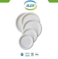 100% naturel écologique 100% bagasse 7 pouces 8 pouces 9 pouces 10 pouces assiettes jetables rondes naturelles pour restaurant