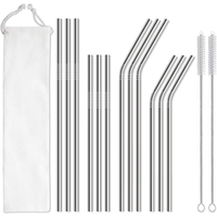 Pailles en métal réutilisables écologiques en acier inoxydable 18/8 longues pailles à boire allant au lave-vaisselle avec logo personnalisé