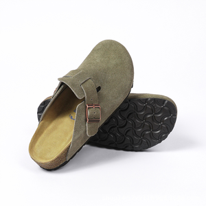 Sabots en daim Birkenstocks, unisexe, semelle intérieure antidérapante en bois, bout fermé, boucle, sandales orthopédiques toutes saisons pour femmes, cuir, liège - Product Image 1