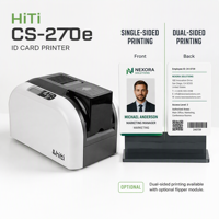 Imprimante de cartes d'identité PVC HiTi CS270e 300 dpi, imprimante de badges couleur, impression de cartes sans bourrage, recto-verso, pour cartes d'accès des employés