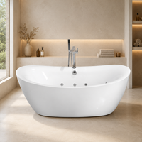 Bañera Ovalada Independiente Blanca para Baño Profundo con Drenaje Central para Spa, 180cm, 680mm de Profundidad, Venta al por Mayor