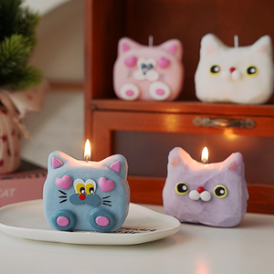 شمعة معطرة يدوية الصنع على شكل قلب وقطة، مصنوعة من مزيج شمع الصويا، هدية للعطلات، ديكور، هدايا تذكارية للزفاف، شموع معطرة - Product Image 2